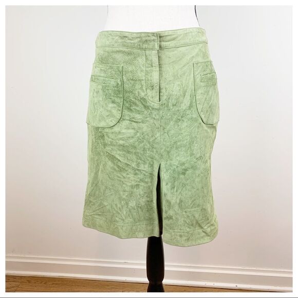 Lilly Pulitzer Green‎ Washable Pig Suede Dana A-line Skirt Sz 6 - Picture 1 of 11